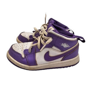 Toddler Girls 10C Nike Air Jordan 1 Mid sneakers in the Purple Venom colorway